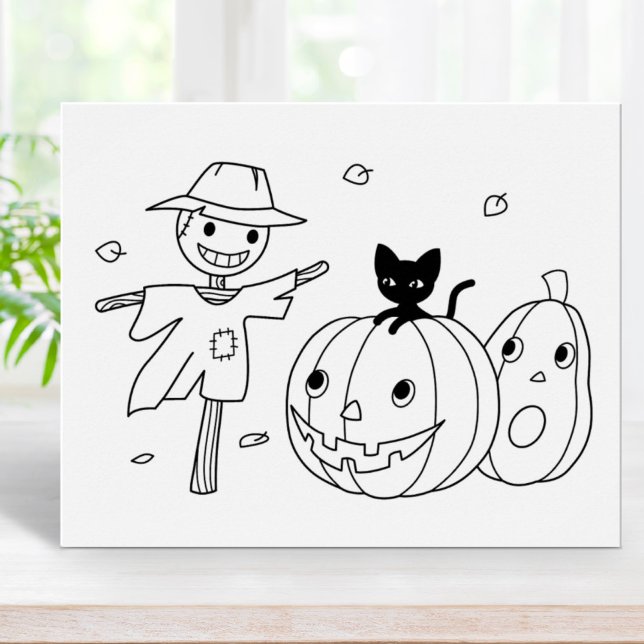 Halloween Pumpkins and Scarecrow Coloring Page Poster (Creator Uploaded)