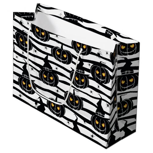 Halloween Pumpkins and Spiders  Large Gift Bag