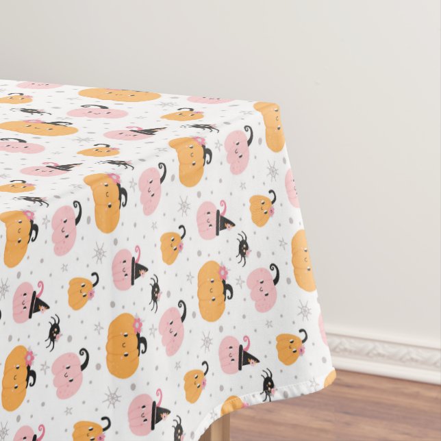 Halloween Pumpkins and Spiders Tablecloth (In Situ)