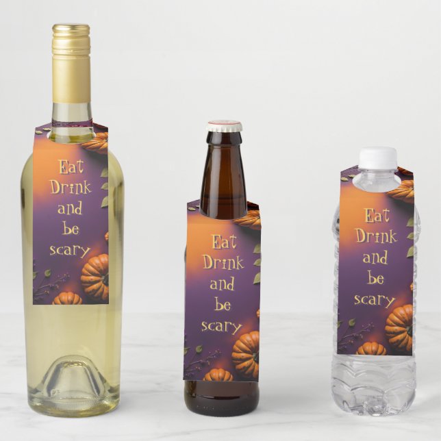 Halloween Pumpkins Bottle Hanger Tag (In Situ)