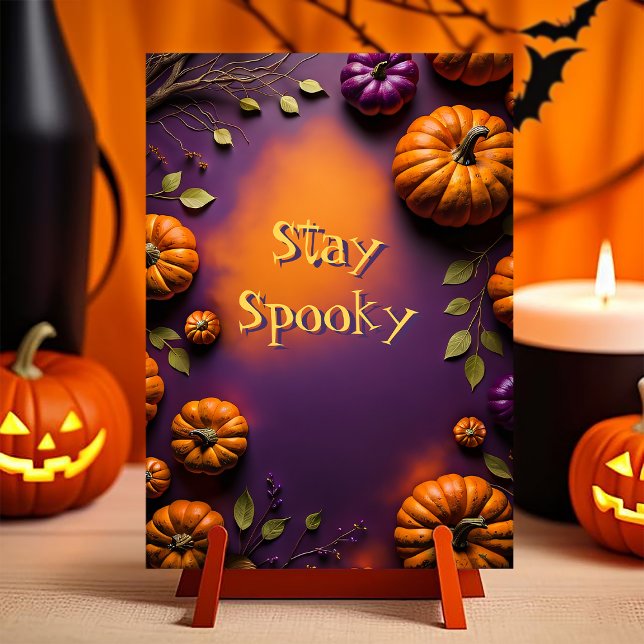 Halloween Pumpkins Cards (Customizable Halloween card. illustration full of pumpkins on orange and purple background)