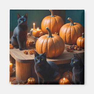 Halloween Pumpkins Cat Cute Spooky Festive Magic Magnet