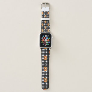 Halloween Pumpkins: Checkered Charm. Apple Watch Band