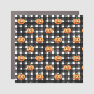 Halloween Pumpkins: Checkered Charm. Car Magnet
