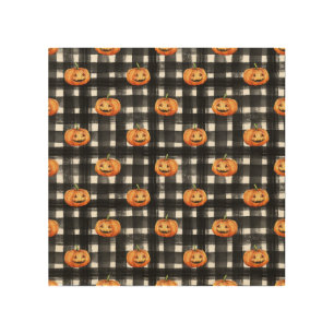 Halloween Pumpkins: Checkered Charm. Wood Wall Art