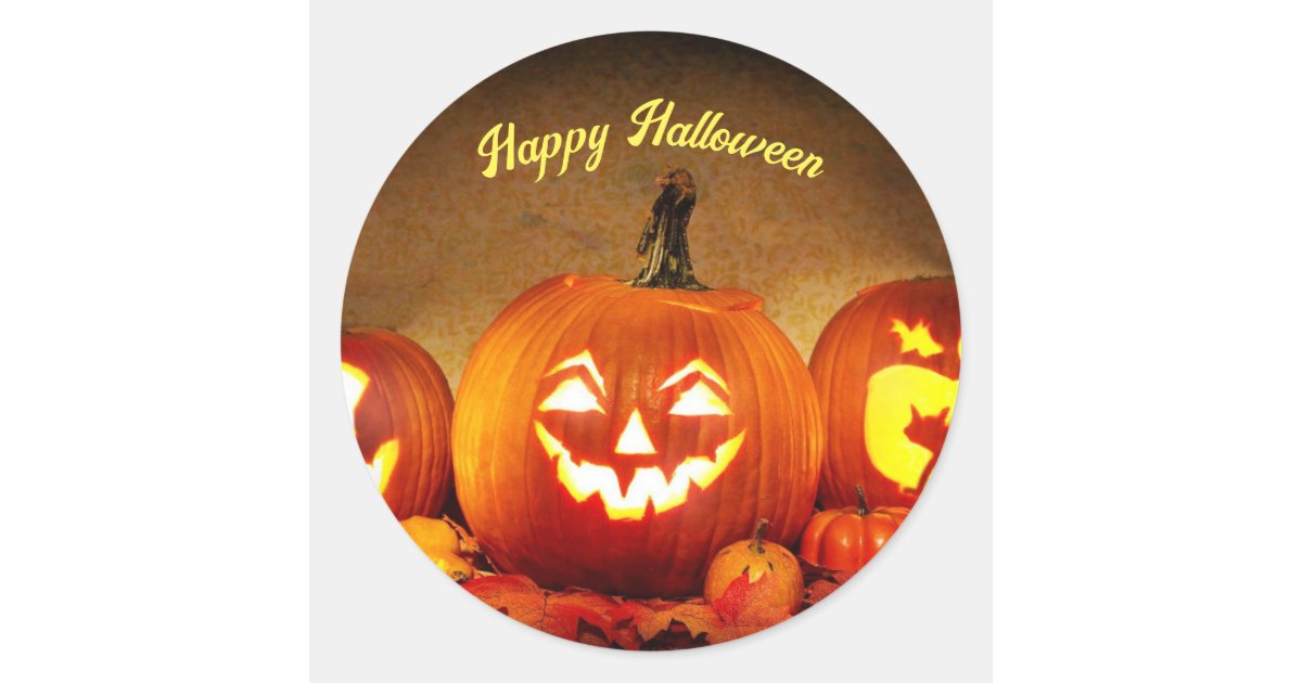 Halloween Pumpkins Classic Round Sticker | Zazzle