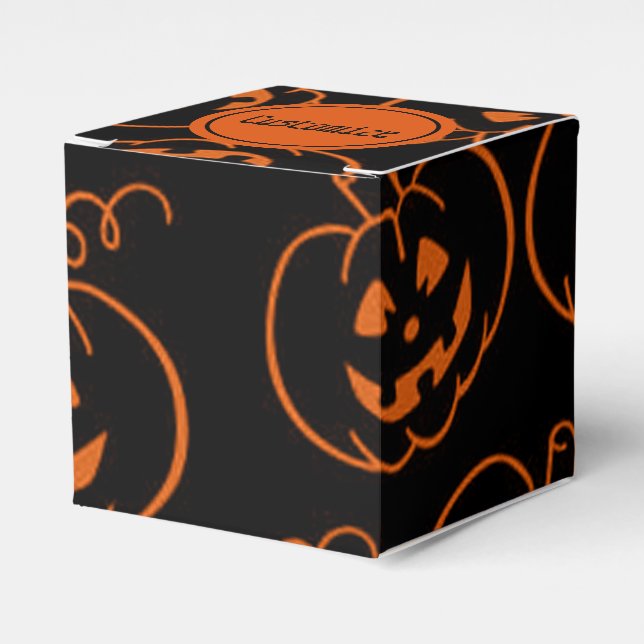 Halloween Pumpkins  Cube Favor Box (Front Side)