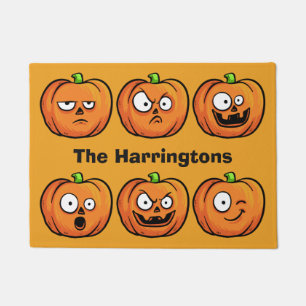 Halloween Pumpkins custom name door mat