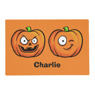 Halloween Pumpkins custom name reversible placemat