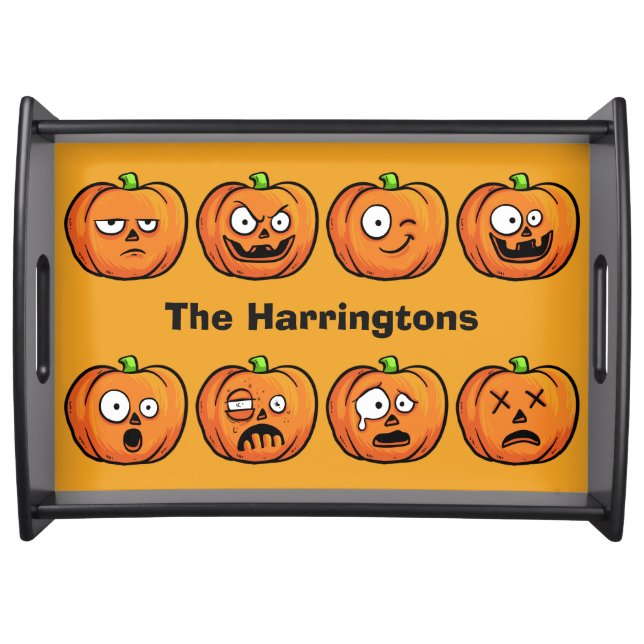 Halloween Pumpkins custom name serving trays (Front)