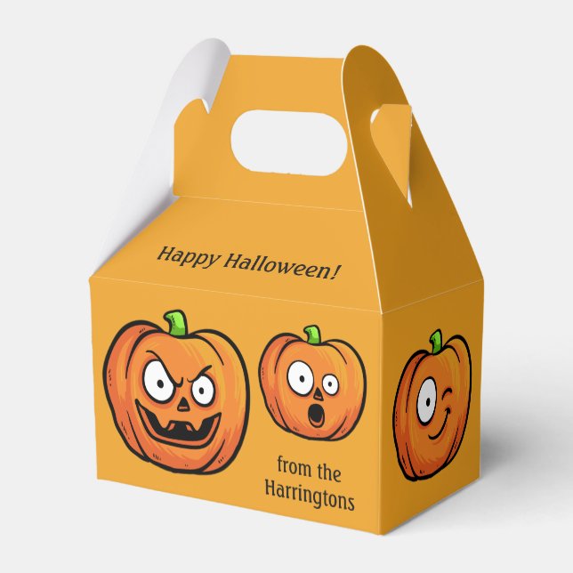 Halloween Pumpkins custom text favor box (Back Side)