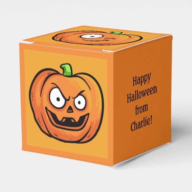 Halloween Pumpkins custom text favor box (Front Side)