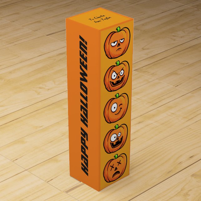 Halloween Pumpkins custom text wine gift box (Front)