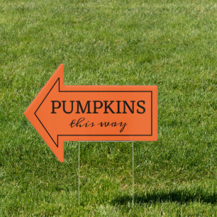 Halloween Pumpkins Direction Arrow Sign