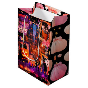 Halloween Pumpkins Feminine Black Medium Gift Bag