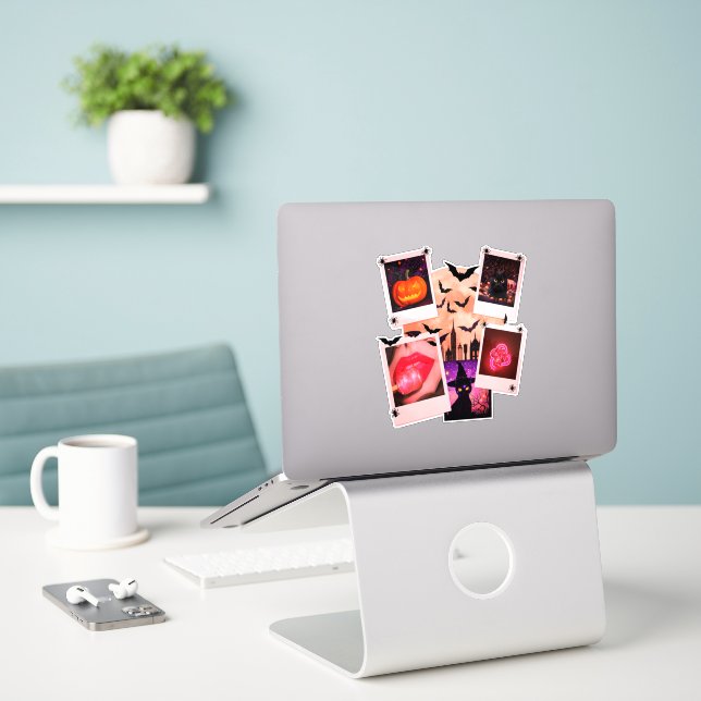 Halloween Pumpkins Feminine Sticker (Laptop On Desk)