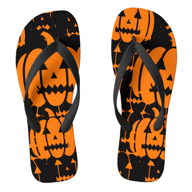 Halloween Pumpkins Flip Flops | Zazzle