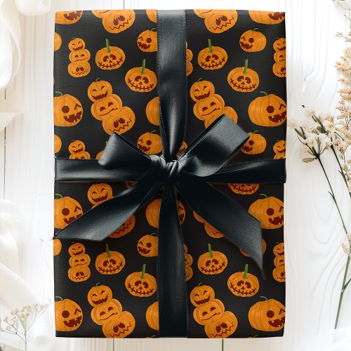 Halloween Pumpkins Funny Jack O'Lanterns Pattern Wrapping Paper