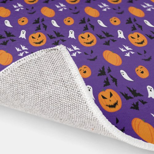 Halloween pumpkins ghosts bats fun purple pattern rug