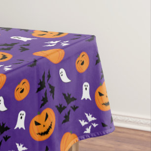 Halloween pumpkins ghosts bats fun purple pattern tablecloth