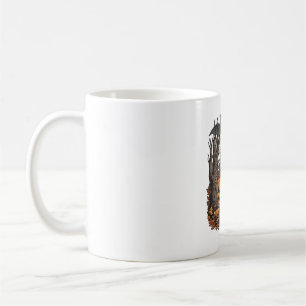 Halloween Pumpkins Grey Cat Bat Full Moon Woods Coffee Mug
