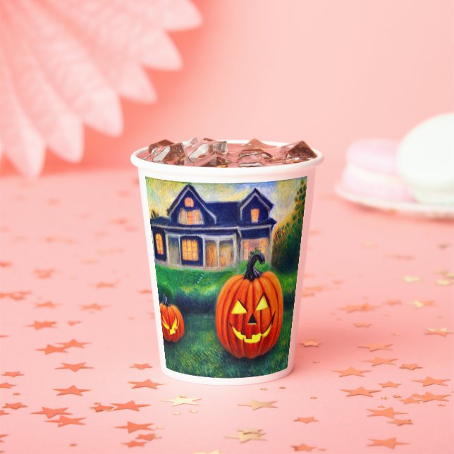 Halloween pumpkins illuminated paper cups (Insitu)