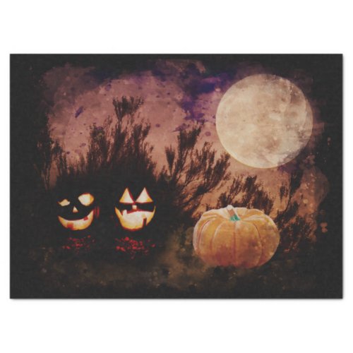 Halloween Pumpkins in Moonlight Decoupage Tissue Paper