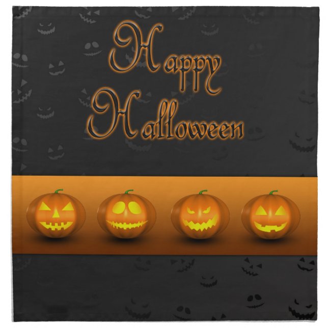 Halloween Pumpkins Jack-o-Lantern Cloth Napkin (Front)