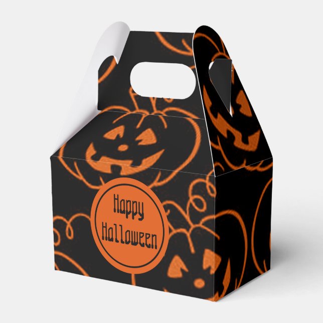 Halloween Pumpkins Jack-O-Lantern Gable Favor Box (Front Side)