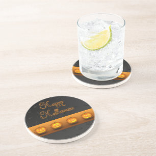 Halloween Pumpkins Jack-o-Lantern Sandstone Coaster