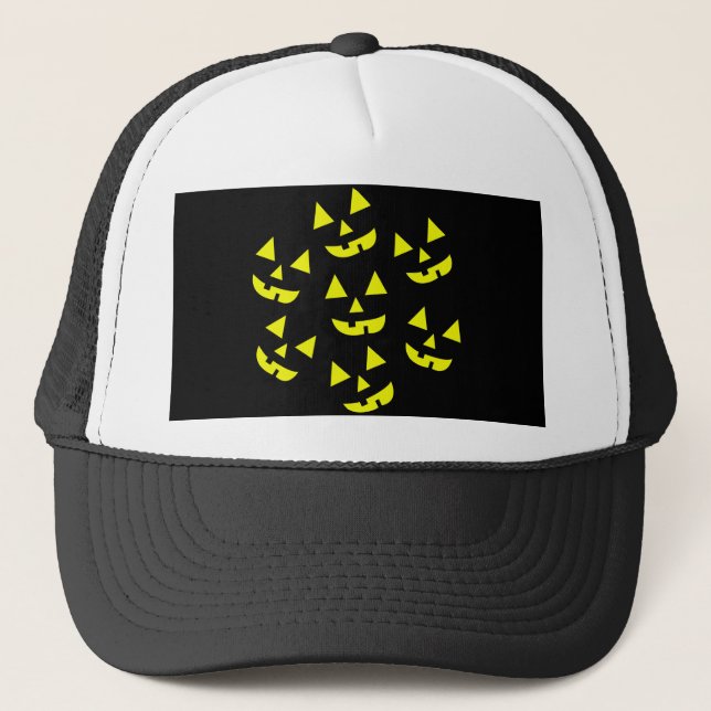 Halloween Pumpkins Jack O' Lantern Trucker Hat (Front)