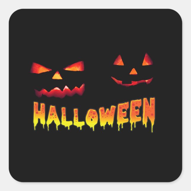 HALLOWEEN PUMPKINS LAUGH IN THE DARK SQUARE STICKER (Front)