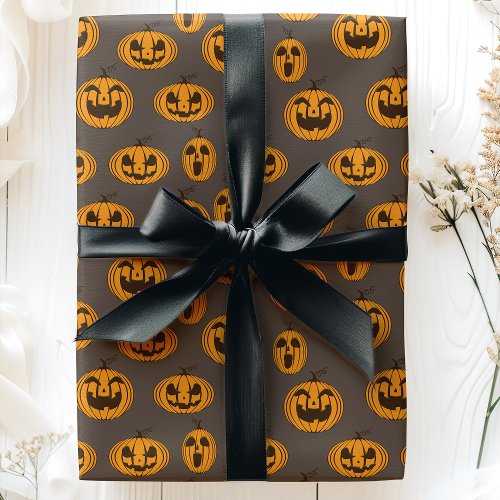 Halloween Pumpkins Laughing Jack O'Lantern Pattern Wrapping Paper