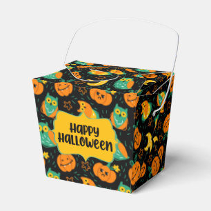 Halloween Pumpkins Moon Owls Favor Box