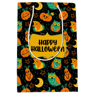 Halloween Pumpkins Moon Owls Gift Bag