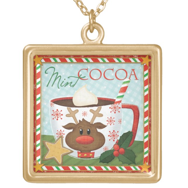 Halloween Pumpkins on Graveyard Gold Plated Necklace (Front)