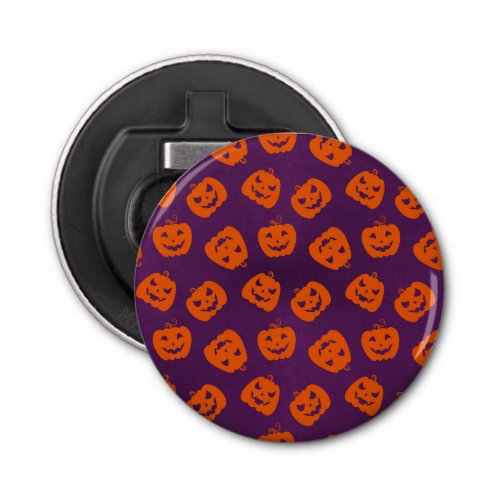 Halloween Pumpkins on Purple Background Pattern Bottle Opener