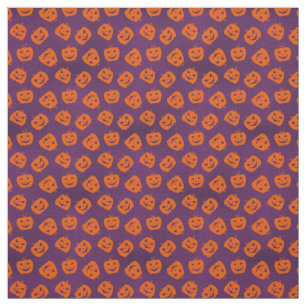 Halloween Pumpkins on Purple Background Pattern Fabric