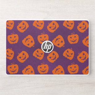 Halloween Pumpkins on Purple Background Pattern HP Laptop Skin