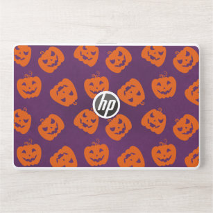 Halloween Pumpkins on Purple Background Pattern HP Laptop Skin