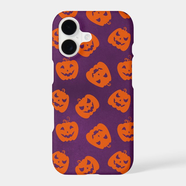 Halloween Pumpkins on Purple Background Pattern Iphone Case (Back)
