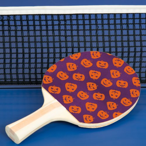 Halloween Pumpkins on Purple Background Pattern Ping Pong Paddle