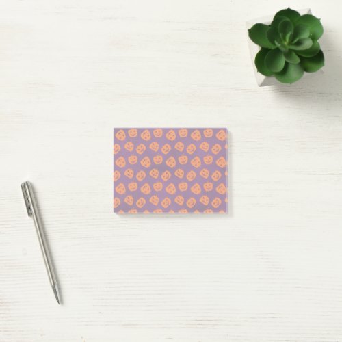 Halloween Pumpkins on Purple Background Pattern Post_it Notes