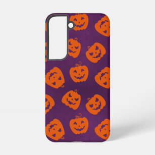 Halloween Pumpkins on Purple Background Pattern Samsung Galaxy S22 Case