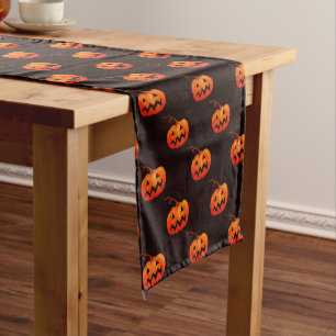Halloween Pumpkins, Orange Pumpkins Trick Or Treat Short Table Runner