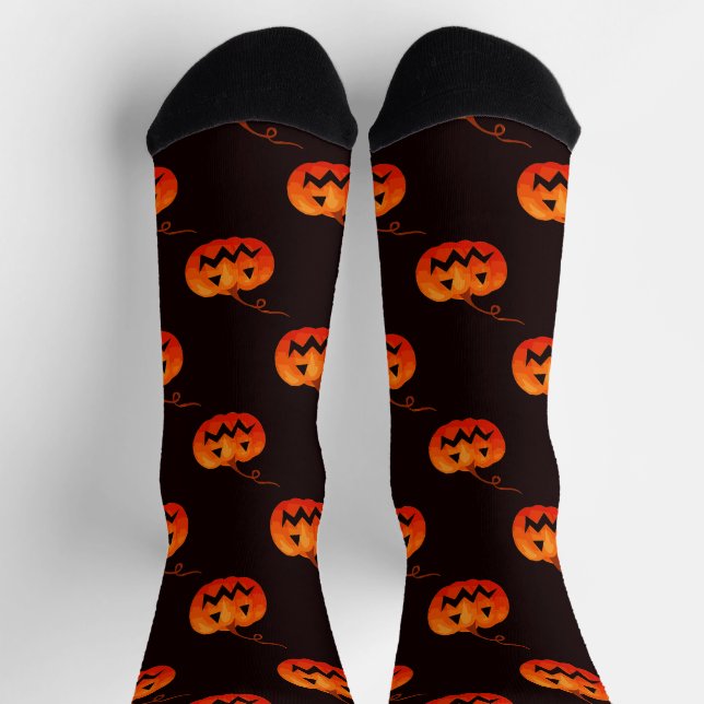 Halloween Pumpkins, Orange Pumpkins Trick Or Treat Socks (Top)