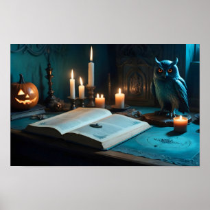 Halloween Pumpkins Owl Cute Spooky Festive Magic Poster