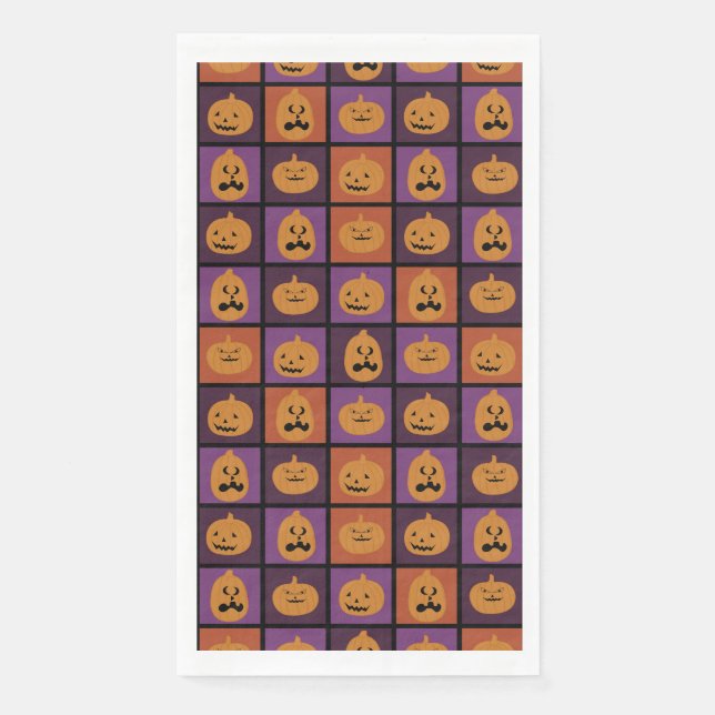 Halloween pumpkins paper guest towels (Front)