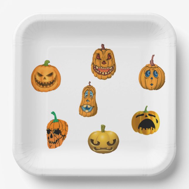 Halloween Pumpkins. Paper Plates (Front)