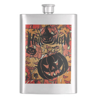 Halloween, Pumpkins Party,Black Pink Flask